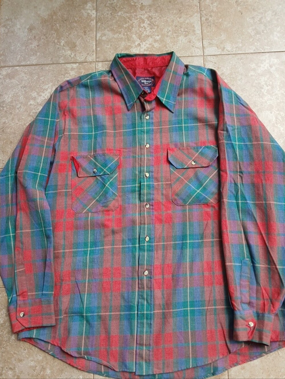 Vintage Plaid Button-Down Shirt - Red, Green & Blue